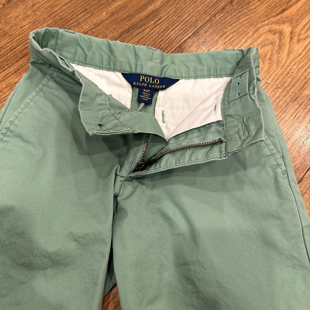 Polo Ralph Lauren Boys Green Chino Shorts Size 4/4T Classic Cotton Preppy